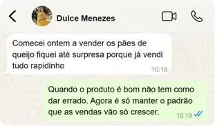 Depoimento de aluno no WhatsApp