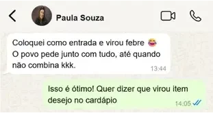 Depoimento de aluno no WhatsApp