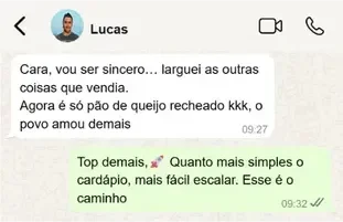 Depoimento de aluno no WhatsApp